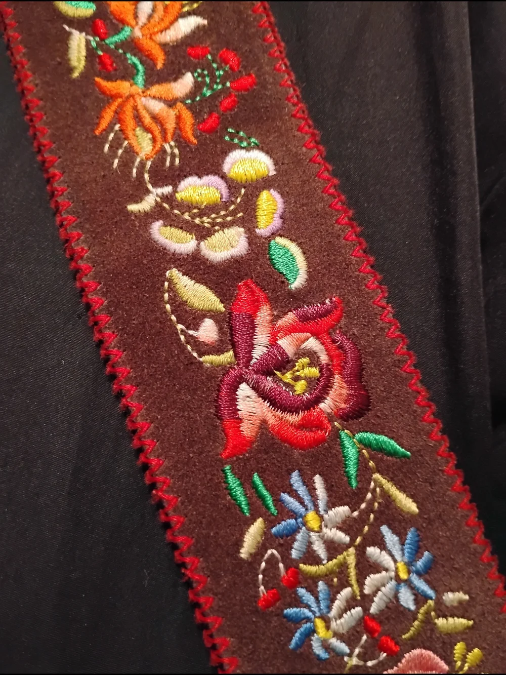 Rare Vintage Y2k  Ralph Lauren Brown Floral Embroidered Leather Belt